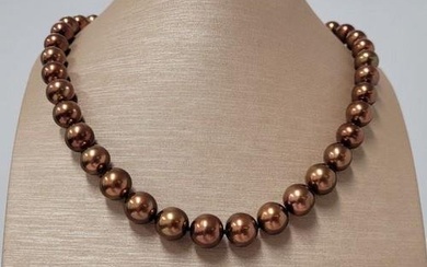 Exceptional - 8.5x11mm Chocolate Tahitian Pearls - 18 kt. Yellow gold - Necklace