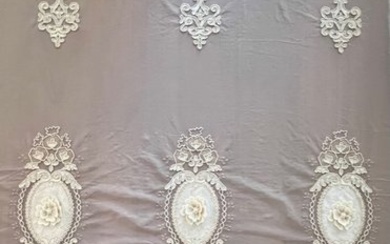 Exclusive tulle fabric embroidered entirely by hand - Textile - 402 cm - 300 cm