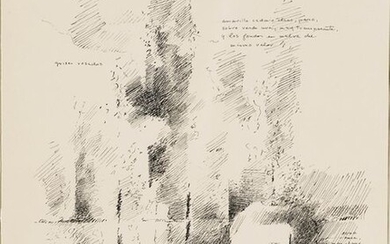 FERNANDO ZÓBEL (Manila, Philippines 1924-Rome 1984) "The Huéscar in autumn from the museum's balcony 1969 Ink on paper Signed, dated and titled "El Huéscar in autumn from the balcony of the museum, note of October 24, 1969 13 hours" With year