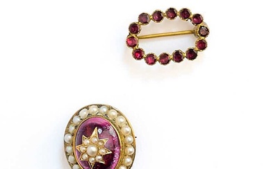 FOUR GEM-SET BROOCHES, 1820s AND LATER