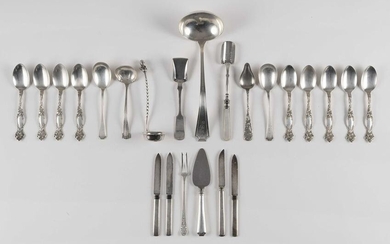 FOURTEEN PIECES OF AMERICAN STERLING AND COIN SILVER