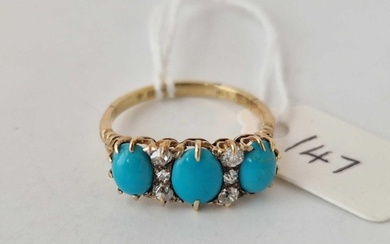 Fabulous, antique turquoise and diamond ring 18ct gold Size ...