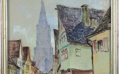 Ferdinand Brauer (1867, Augsburg - 1941, München) - Pastellbild Ulm