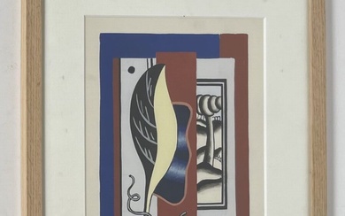 Fernand LÉGER (1881-1955) – Composition cubiste, 1929 – Pochoir en couleurs sur…