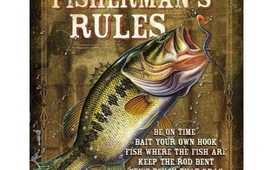 Fisherman's Rules Metal Pub Bar Sign