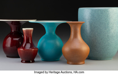 Five Catalina Pottery Glazed Ceramic Vases (circa 1930)