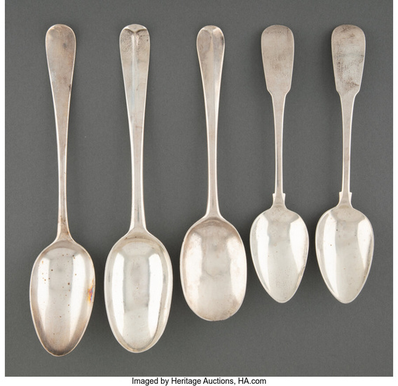 Five Irish Silver Spoons (late 18th and early 19th century)