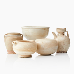 Five whiteware vessels