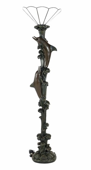 (-), Floor lamp with dolphins and Tiffany style...