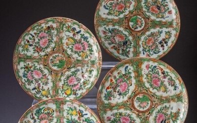 Four 19th C. Chinese Export Rose Medallion Plates.