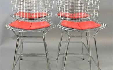 Four Bertoia Chrome Barstools Stamped Knoll