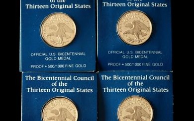 Four Franklin Mint .500 Fine Gold Bicentennial Medallions