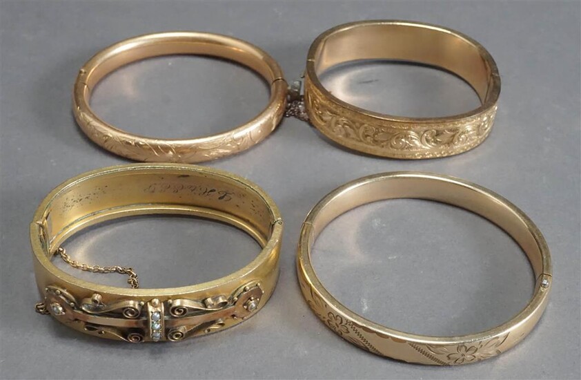 Four Victorian Gold-Filled Bangle Bracelets