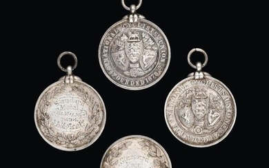 Four Victorian Silver Medals, One by J. A. Restall and...