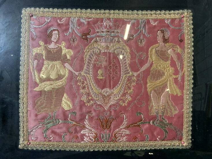 Framed Crest Embroidered Textile