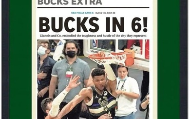 Framed Milwaukee Journal Sentinel 2021 Bucks Champions Newspaper 17x27 Photo #3