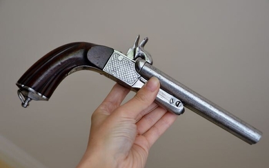 France - 1870 - Guesalaga eibar - Splendide pistolet double canon basculant juxtaposé à pans, en table. Pistolet dit de vénerie - Crosse renaissance - Système percussion LEFAUCHEUX - Pistol