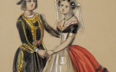 Franceschini, Vincenzo (1812-1884), Traditional costumes, three watercolours over pencil on paper.