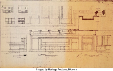 Frank Lloyd Wright (1867-1959), Plans for the Frederick Robie House, Chicago (designed 1908, duplicated circa 1970)