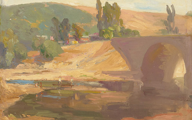 Franz Arthur Bischoff (1864-1929) Along the Arroyo 15 x 20...