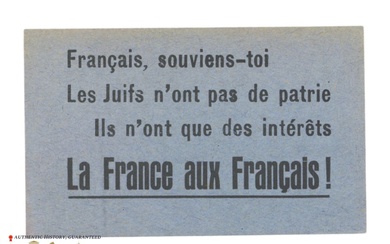 French Anti-Semitic Vignettes "France for the French!" - 1920s