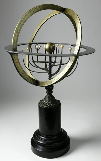 French Brass and Ivory Armillary Sphere, 19th Century
