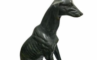 French Bronze Patinated Greyhound Dog Sculpture