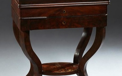 French Carved Mahogany Work Table, c. 1870, the