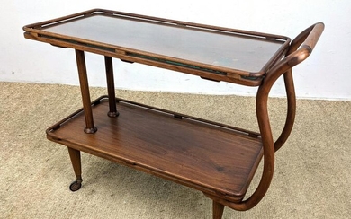 French Deco style Rolling Modernist Serving Cart. Inlai
