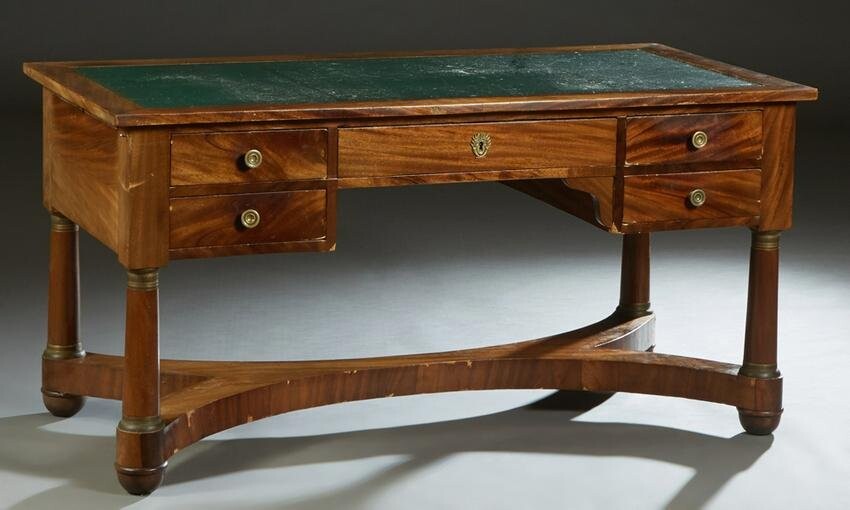 French Empire Style Carved Mahogany and Oak Desk, late
