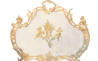French Louis XV Style Gilt Brass Fireplace Screen