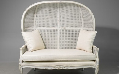 French Style Painted Double Caned Balloon Settee #1