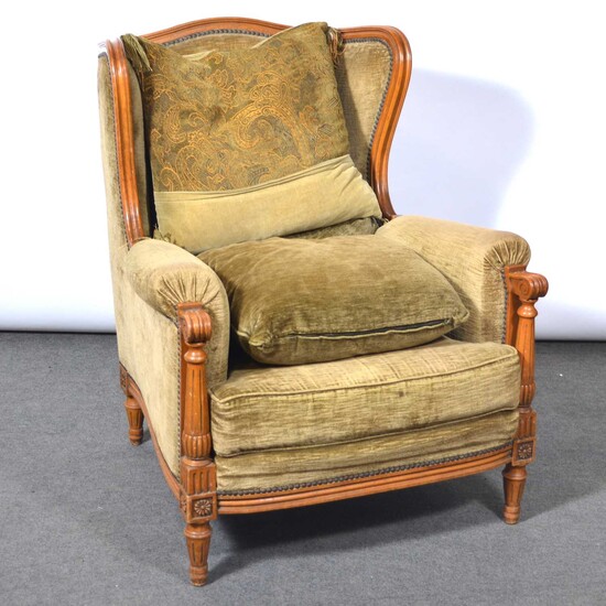 French style walnut framed easy chair.