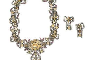 GEM-SET NECKLACE AND EARRINGS, 18TH - 19TH CENTURY (2)