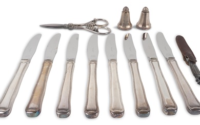 GEORG JENSEN, EIGHT 'OLD DANISH' KNIVES AND OTHER SILVER PIECES