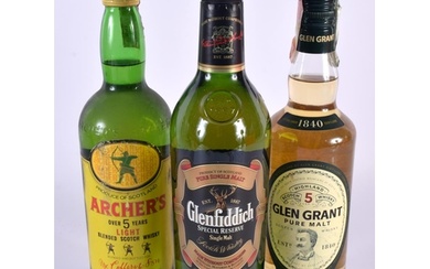 GLENFIDDICH 12 YEAR OLD WHISKY together with Archers 5 year ...