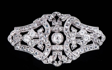 GOLDEN DECO’ BROOCH WITH DIAMONDS Handmade Italian art deco brooch...