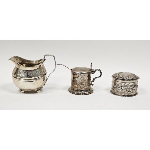 George III silver cream jug, marks rubbed, of shaped oval fo...