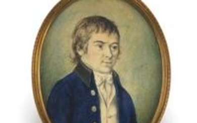 Georgian oval watercolour portrait miniature of a young