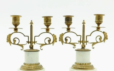 Gilt Bronze & Marble Candlesticks, Circa 19th C.