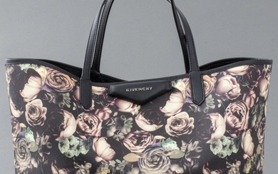 Givenchy Floral Print Canvas Leather Tote Handbag