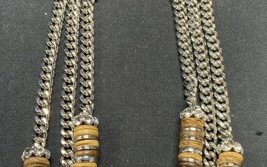 Givenchy Silver Tone Wood Bead Necklace NWT