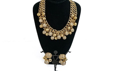 Gold-Tone and Diamond-Simulant Necklace & Bracelet