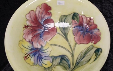 Good Walter Moorcroft 'Hibiscus' fruit bowl decorated on pale...