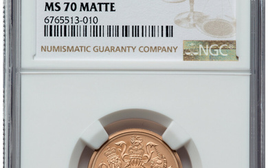 Great Britain: , Elizabeth II gold "Platinum Jubilee" Sovereign 2022 MS70 Matte NGC,...