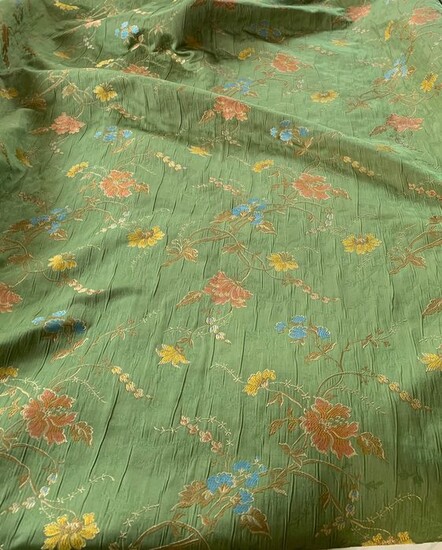 Green san leucio fabric - 315 x 300 cm - Cotton, Silk, viscose - 21st Century, 21st Century