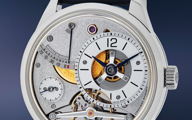Greubel Forsey, An exceptional limited edition white gold wristwatch with power reserve, exposed balance wheel, numbered 26 of 33, with certificate and presentation box