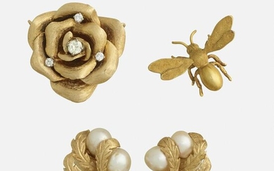 Group of 1950s gold and gem-set jewelry