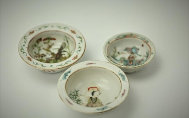 Group of 3 Chinese Small Porcelain Bowls Painted with