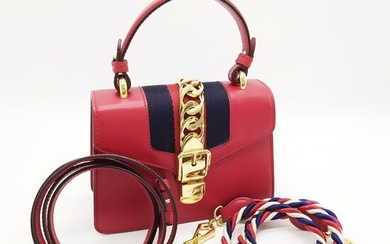 Gucci - Sylvie Hibiscus Red leather mini bag Shoulder bag